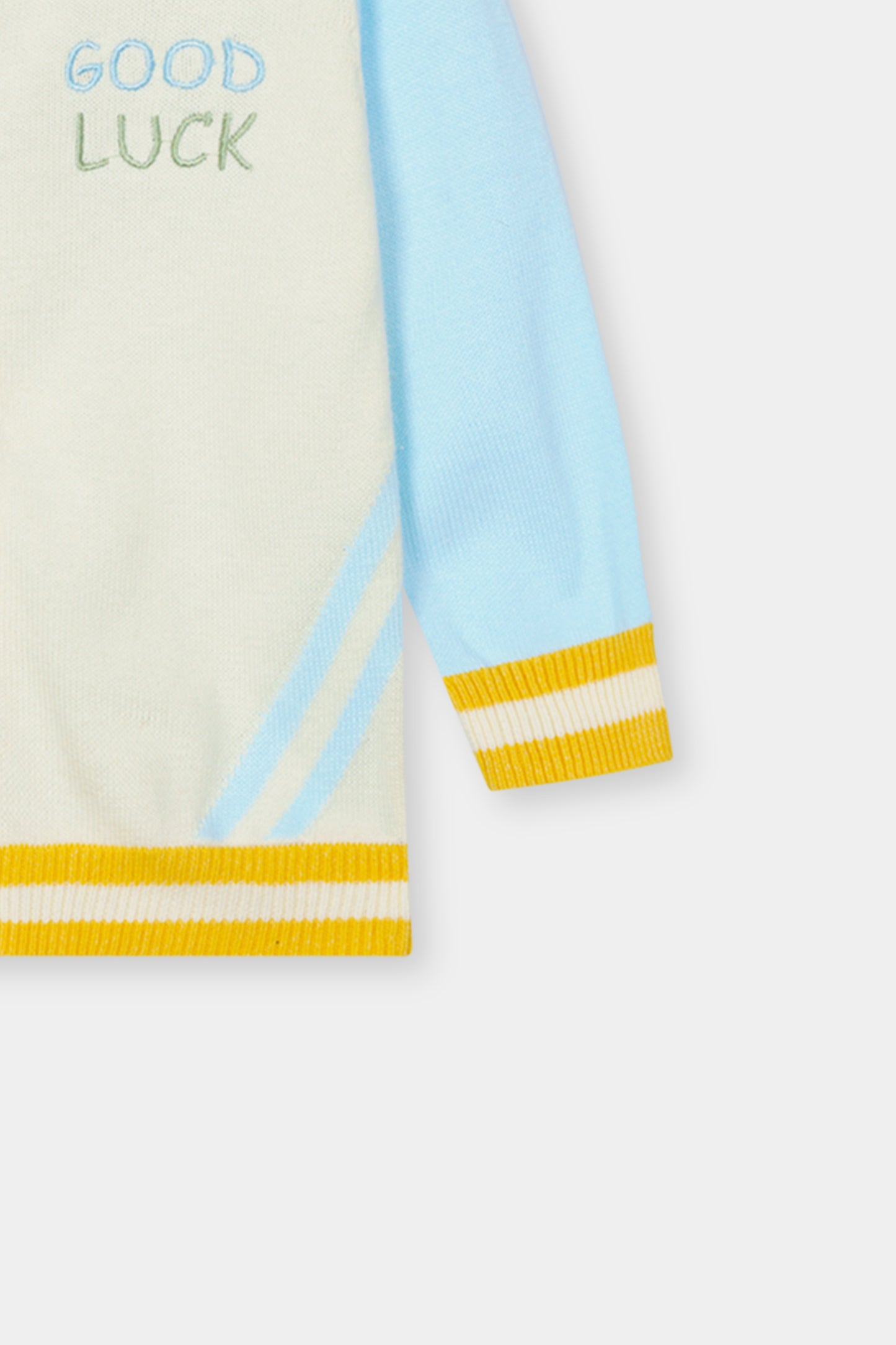 Off White & Sky Blue Sweater & Trouser Set