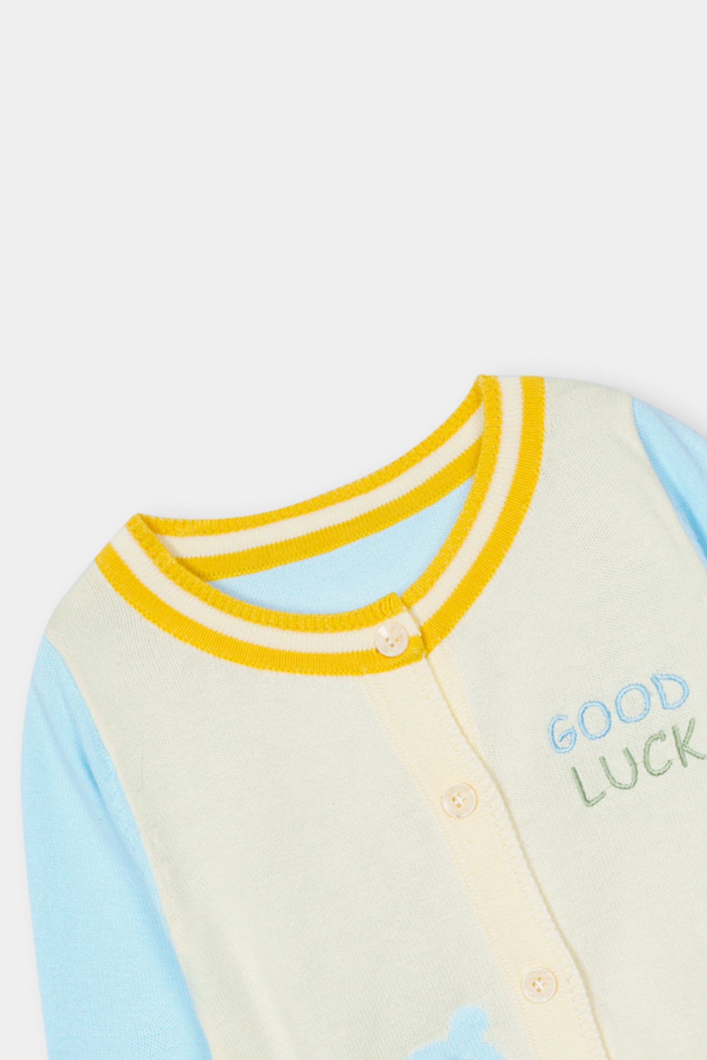 Off White & Sky Blue Sweater & Trouser Set