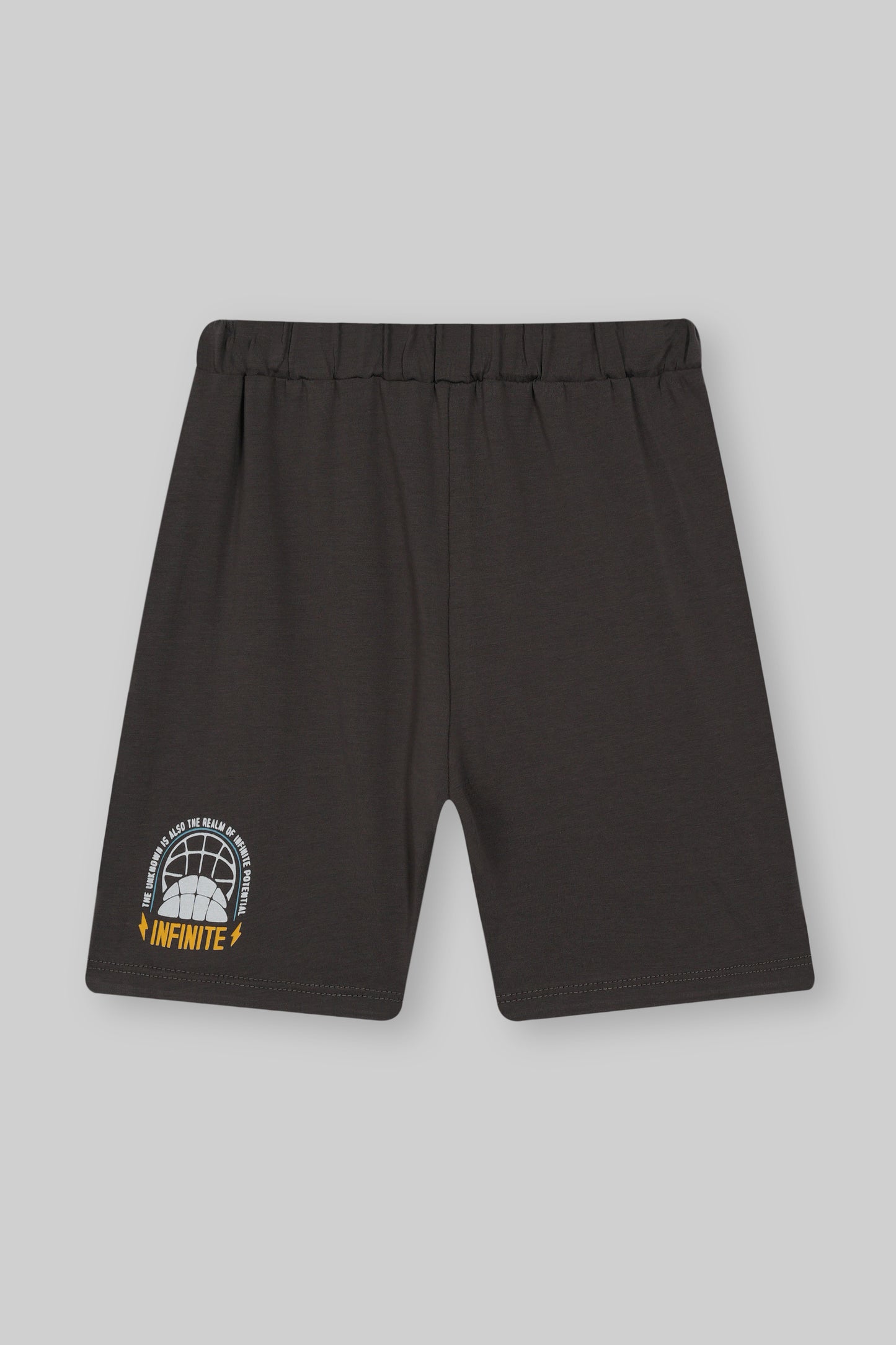 BROWN GRAPHIC TEE WITH COTTON SHORTS