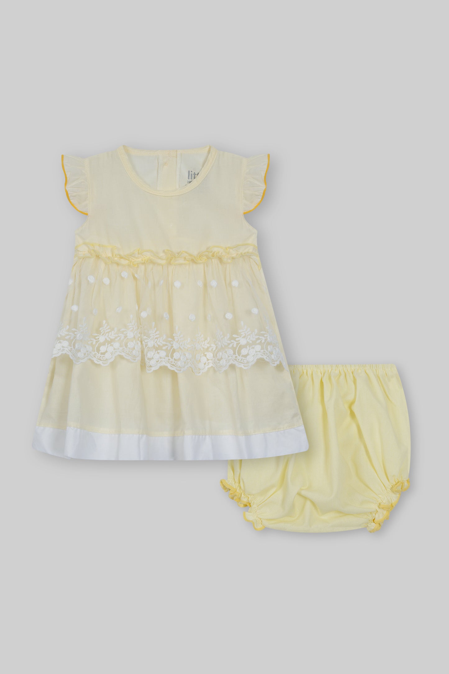 Cotton Frock & Nicker Set (Beige)