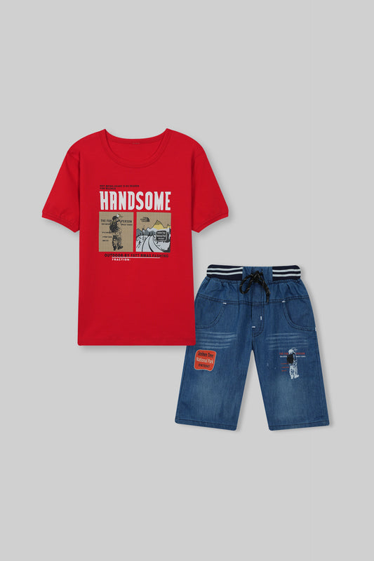 HANDSOME TEE WITH JEANS SHORTS