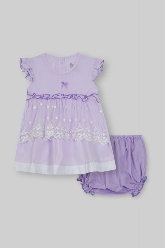 Cotton Frock & Nicker Set (Purpal)