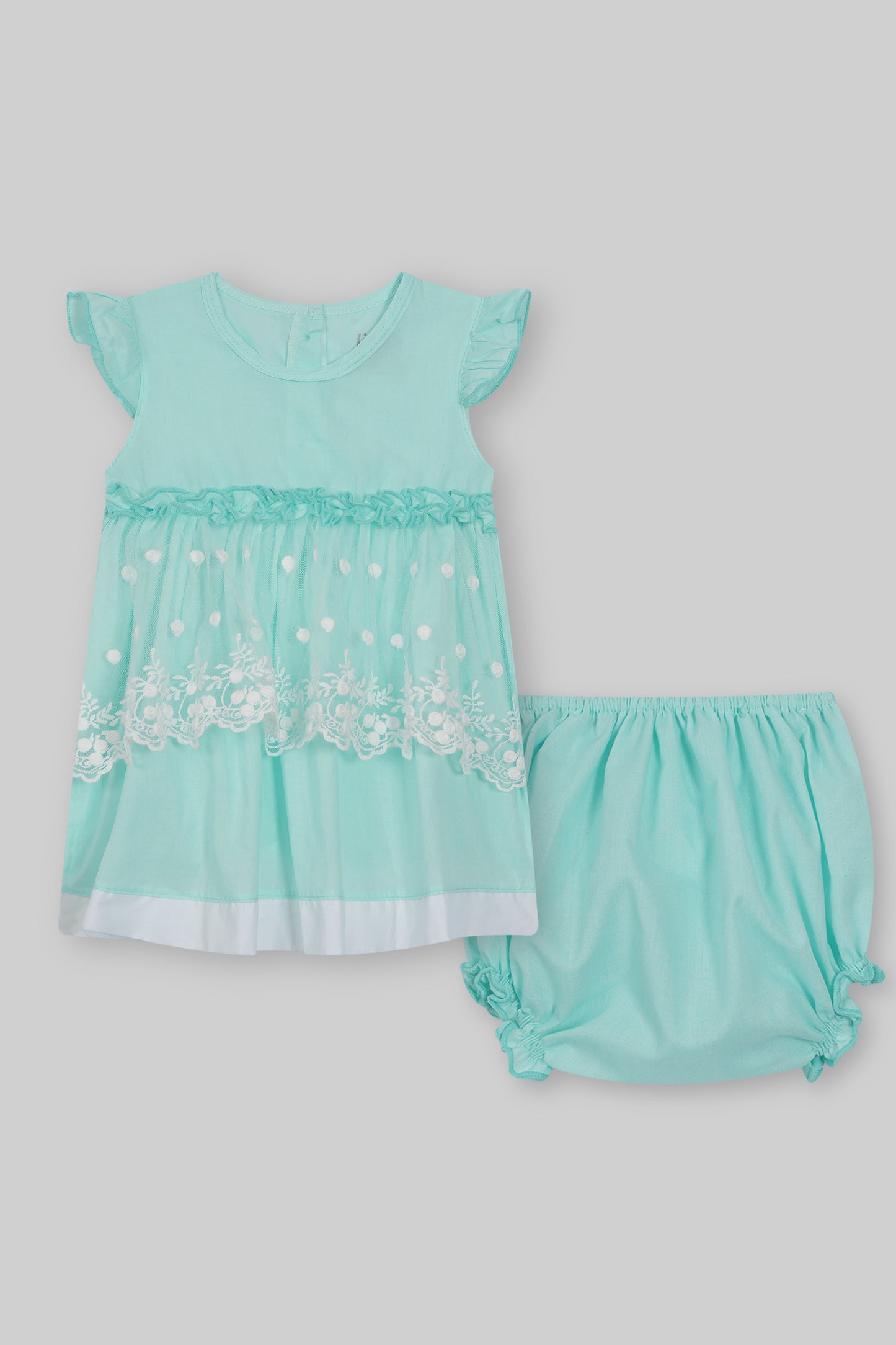 Cotton Frock & Nicker Set (Sea Green)
