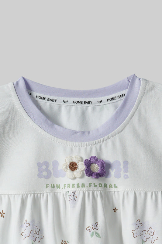 Purple Bloom Frock & Short Set