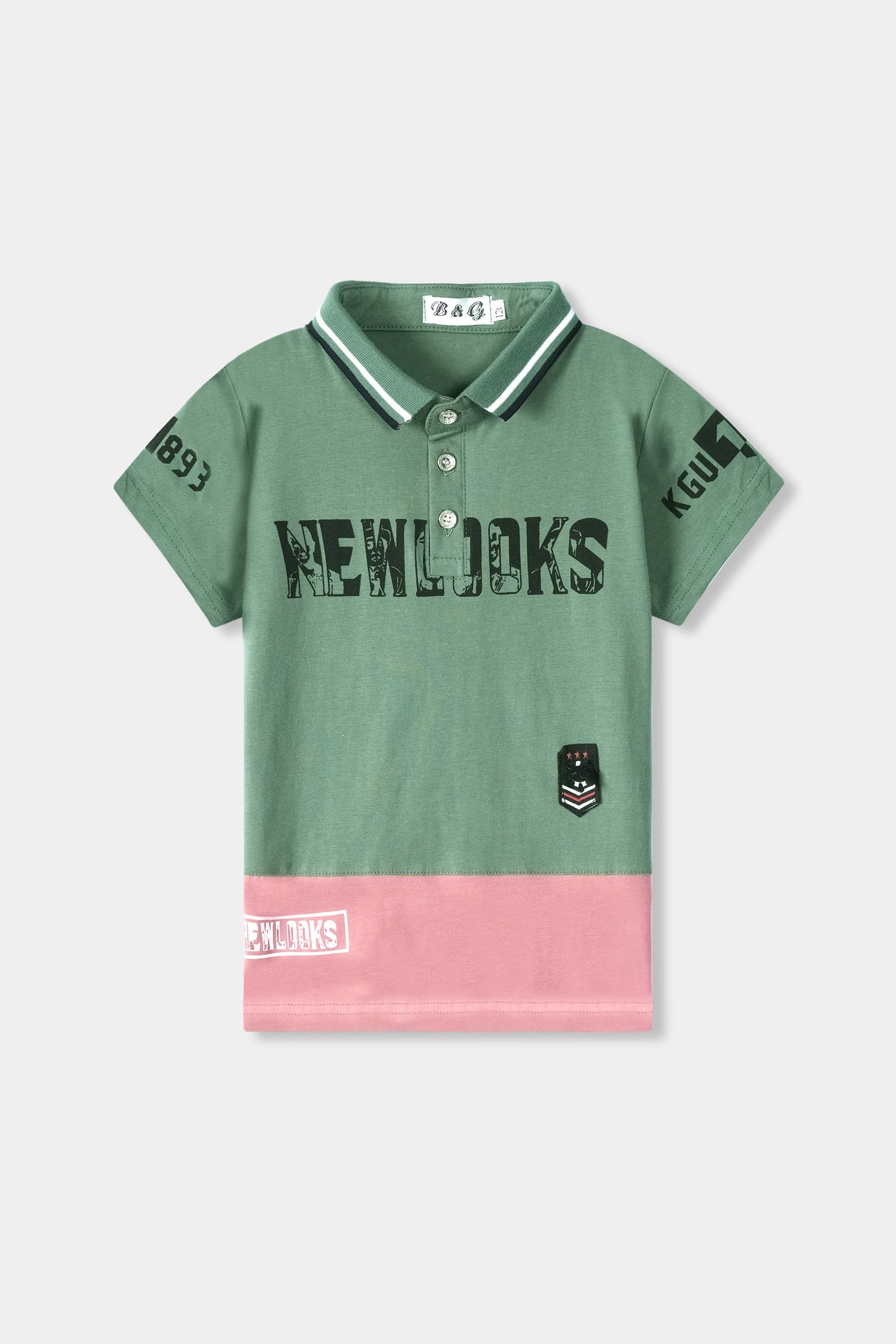 Boys Imported Printed Light Green Short Sleeve Polo Shirt