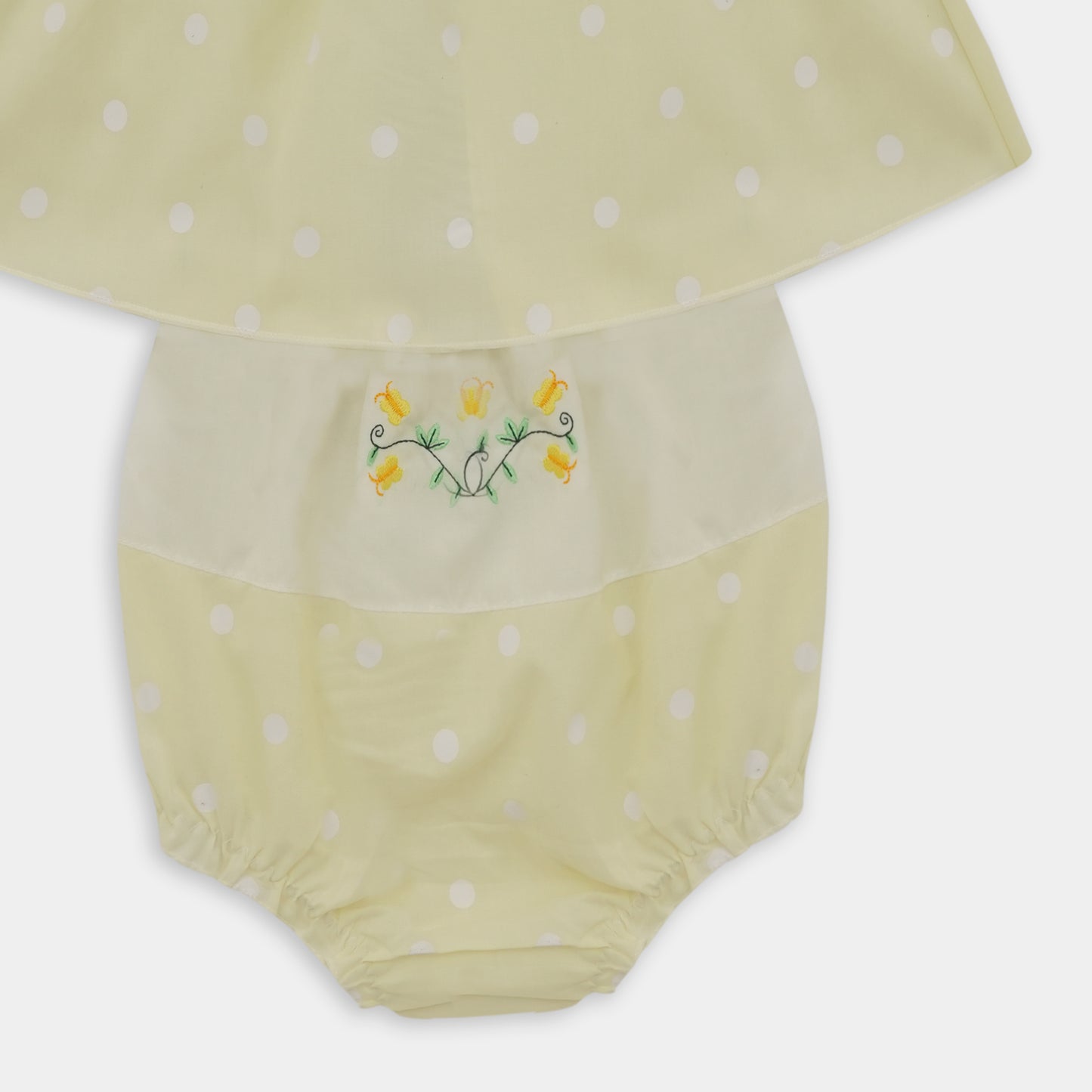 Cotton Polka Dots Frock and Nicker Set (Off White)