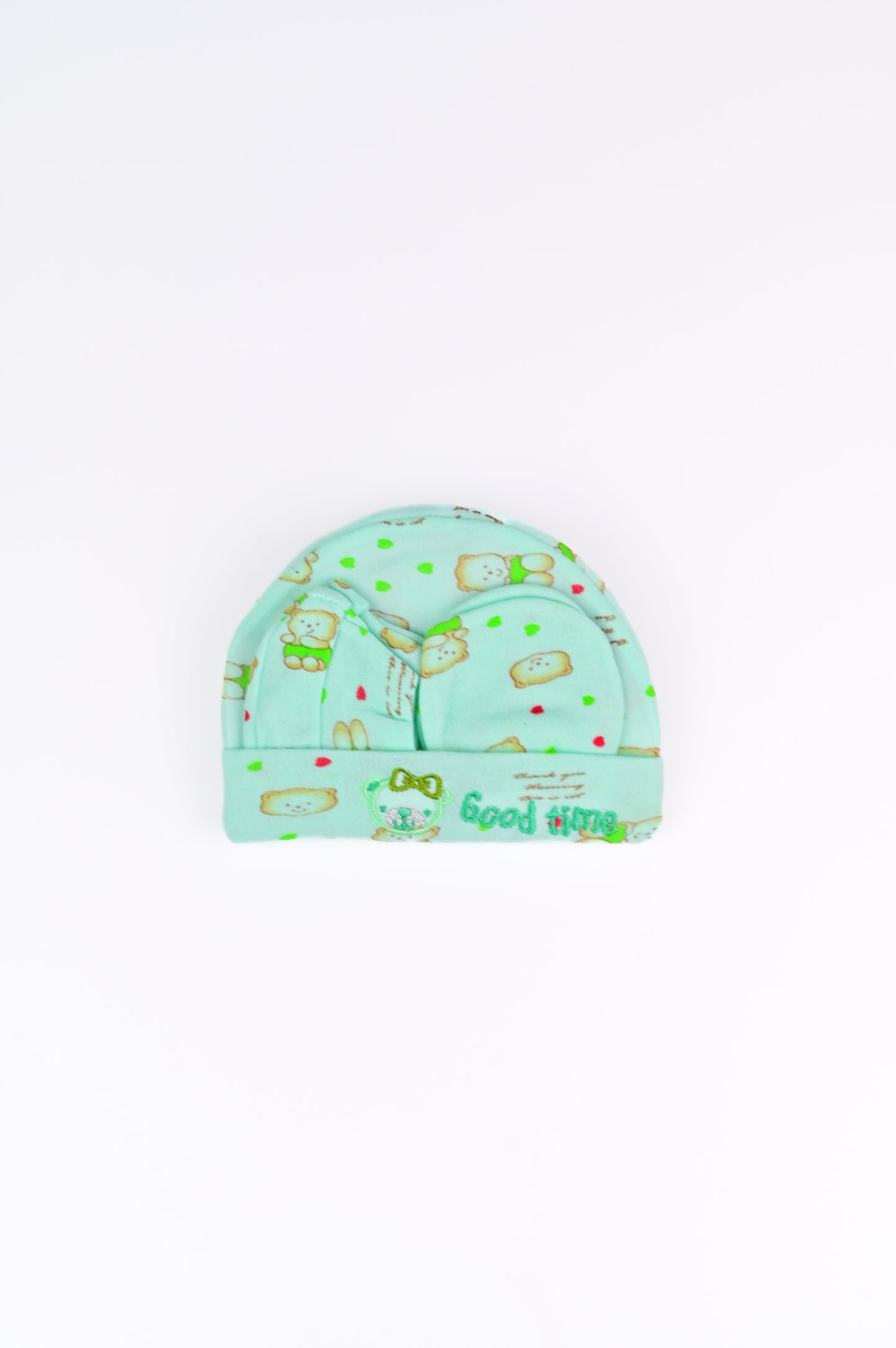 Cap and Mittens Set with embellishment