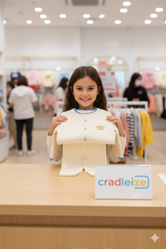 Cream & Blue Sweater & Trouser Set