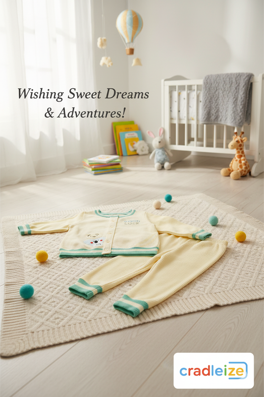 Cream & Green Sweater & Trouser Set