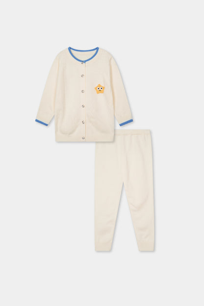 Cream & Blue Sweater & Trouser Set