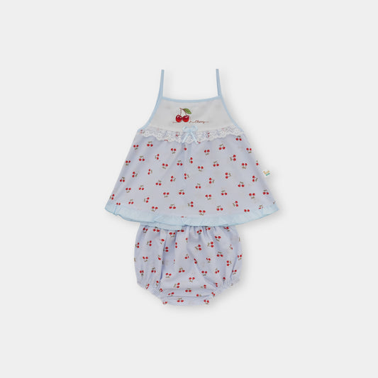 Cotton Frock and Nicker Set (Light Blue)