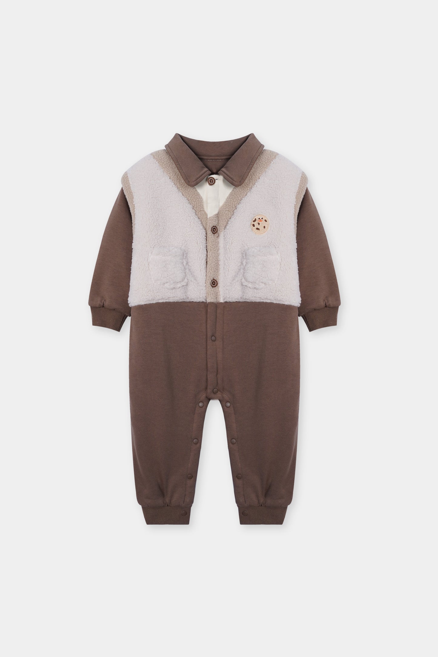 Terry Cotton Romper Brown Colour