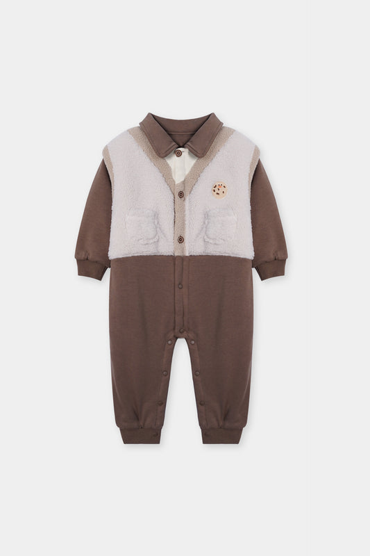 Terry Cotton Romper Brown Colour