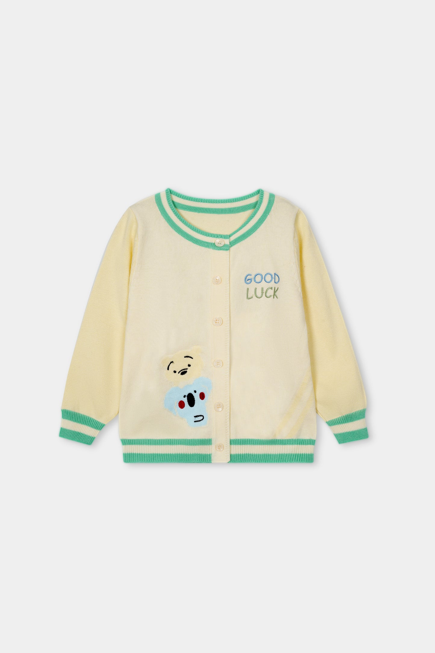 Cream & Green Sweater & Trouser Set