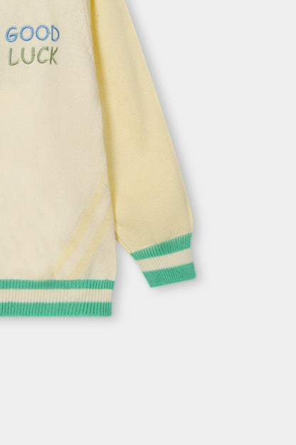 Cream & Green Sweater & Trouser Set
