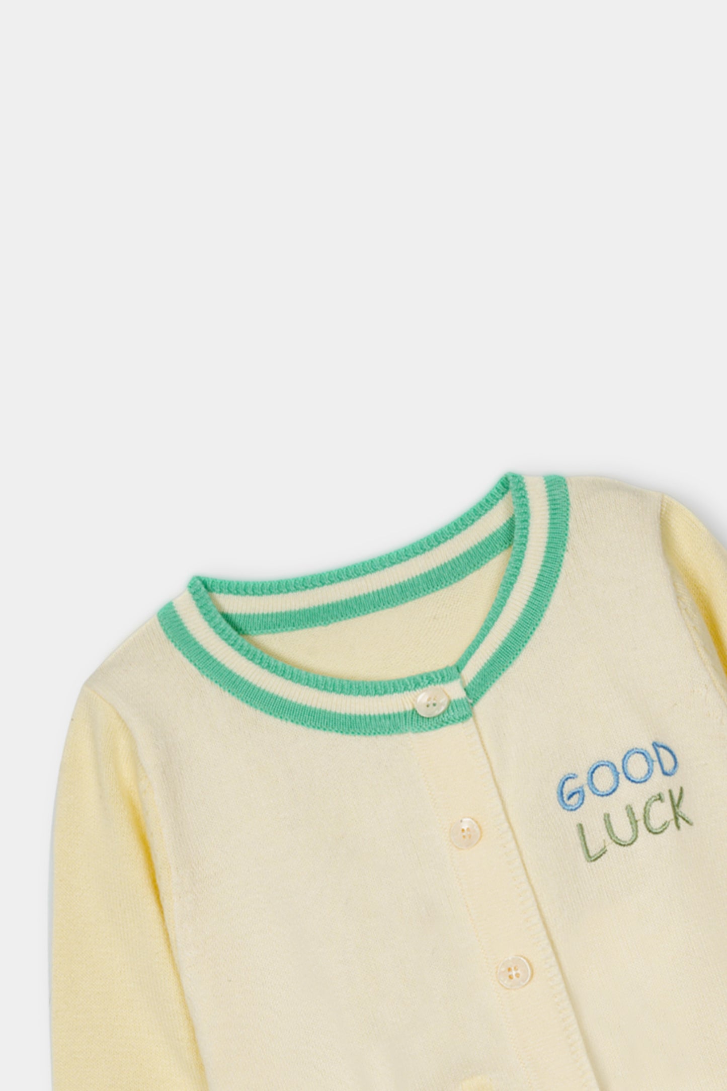 Cream & Green Sweater & Trouser Set