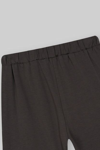 BROWN GRAPHIC TEE WITH COTTON SHORTS