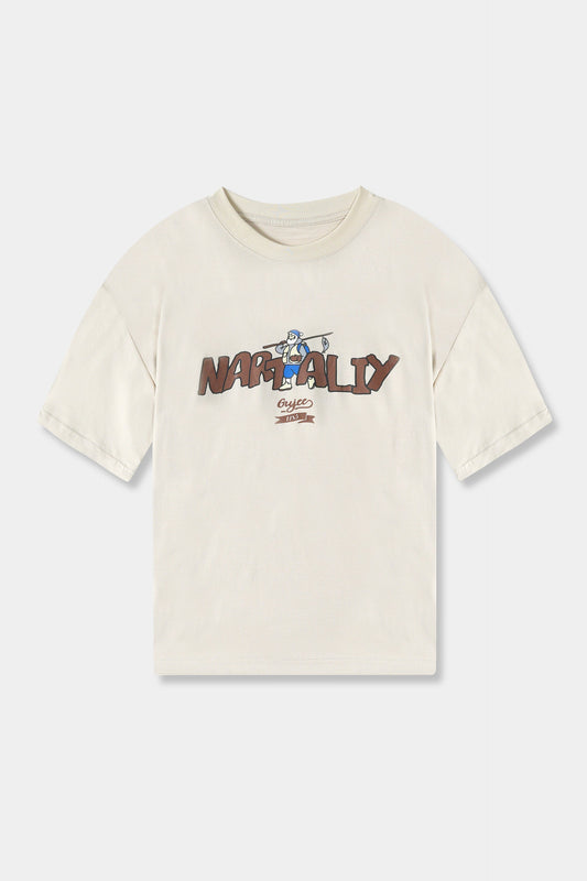 Boys Imported Slogan Graphic Printed Skin Drop Shoulder T-Shirt