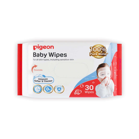Pigeon 100% Pure Water Softer & Thicker Baby Wipes 30s