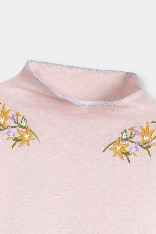 Girls Imported Soft Cotton Printed Long Sleeve T-Shirt With Frill Cuff