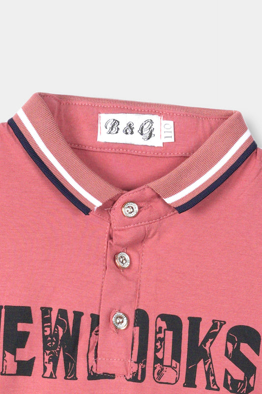 Boys Imported Printed Short Sleeve Polo Shirt