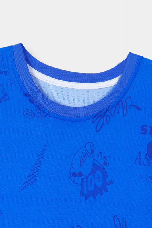 Boys Imported Soft Cotton Graphic Printed Royal Blue T-Shirt