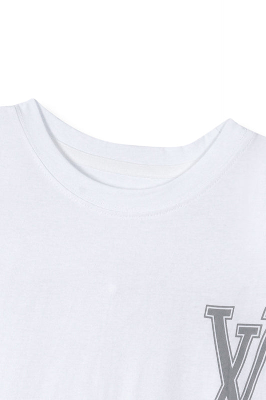 Boys Imported Printed White Drop Shoulder T-Shirt
