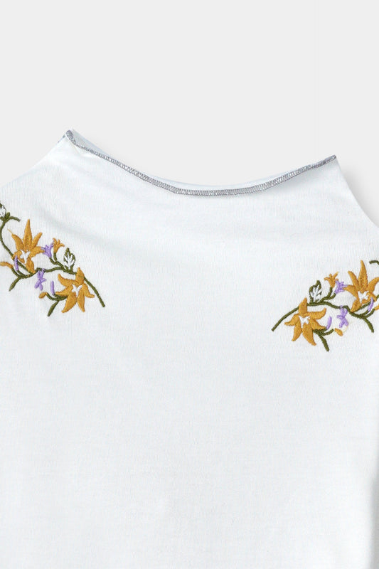 Girls Imported Soft Cotton Embroidered Long Sleeve T-Shirt With Frill Cuff
