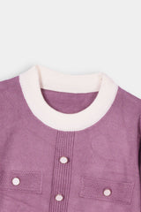 Woolen cardigan frock for baby girls Tea Pink Color