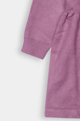 Woolen cardigan frock for baby girls Tea Pink Color