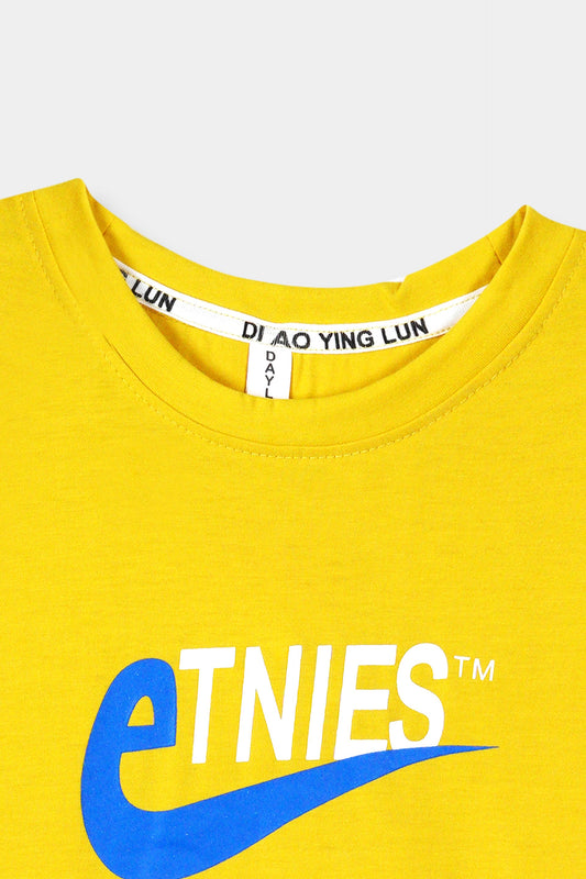 Boys Imported Soft Cotton Graphic Printed Yellow T-Shirt
