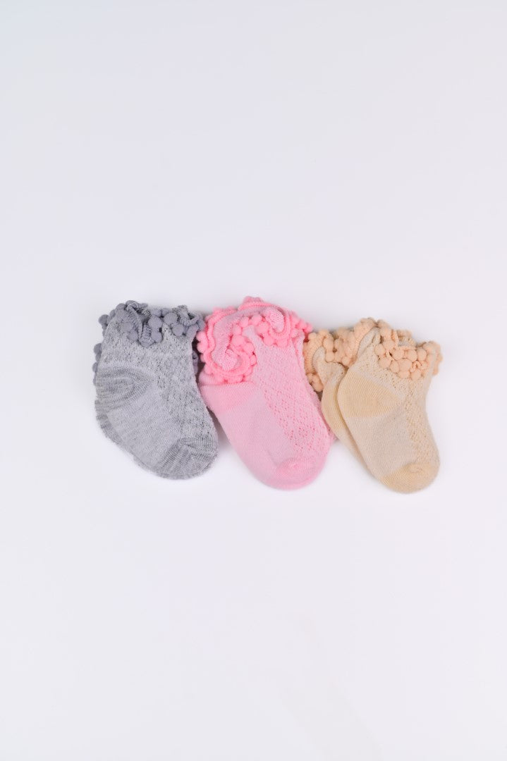 Imported Fancy Socks for Baby Girl, Set of 3 Pairs